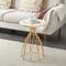21.5" Gold Metal Flower Inspired Accent Table with Cream Marble Tabletop